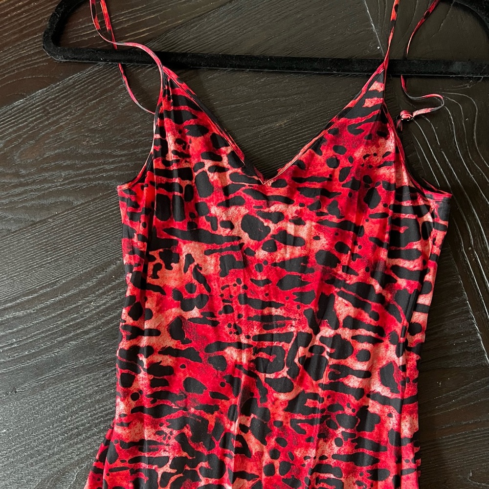 Midi All Saints Dress Red Leopard